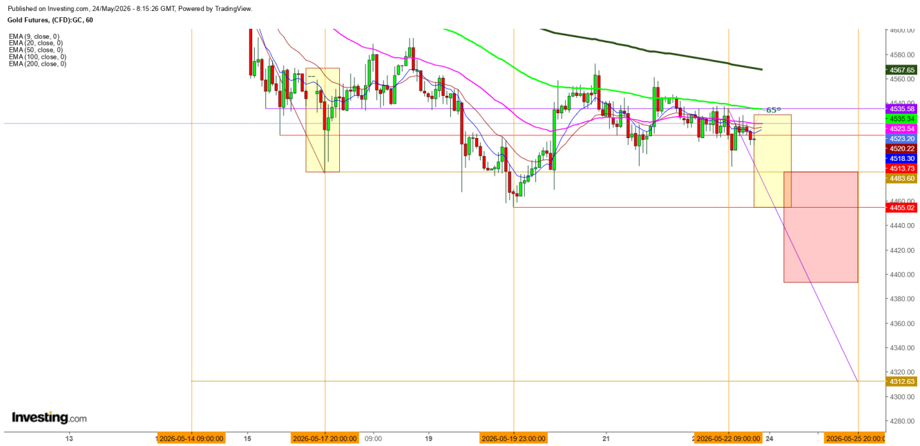 Gold Futures 1-Hr. Chart